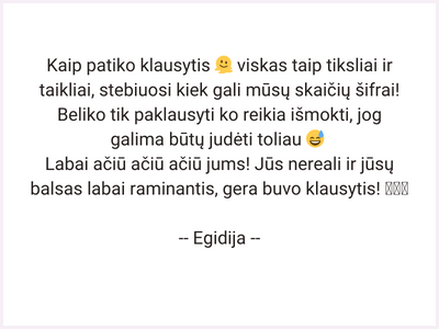 sielos augimo studija - kleintu atsiliepimai